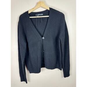 360 Cashmere Women’s Cardigan Sweater Large Black wool Cashmere Quiet Luxury